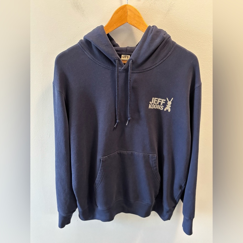 Uniqlo x Jeff Koons “Balloon Rabbit” Sculpture Navy Hoodie Sz Mens L Art Collab